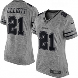 Womens Nike Dallas Cowboys 21 Ezekiel Elliott Limited Gray Gridiron NFL Jersey