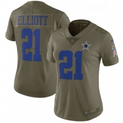 Womens Nike Dallas Cowboys 21 Ezekiel Elliott Limited Olive 2017 Salute to Service NFL Jersey