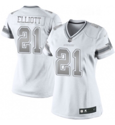 Womens Nike Dallas Cowboys 21 Ezekiel Elliott Limited White Platinum NFL Jersey
