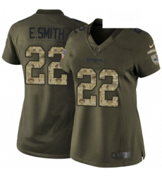 Womens Nike Dallas Cowboys 22 Emmitt Smith Elite Green Salute to Service NFL Jersey
