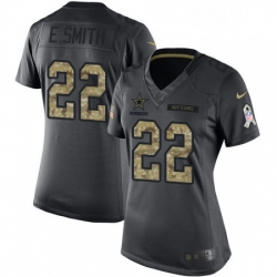 Womens Nike Dallas Cowboys 22 Emmitt Smith Limited Black 2016 Salute to Service NFL Jersey