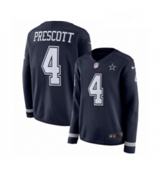 Womens Nike Dallas Cowboys 4 Dak Prescott Limited Navy Blue Therma Long Sleeve NFL Jersey