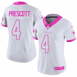 Womens Nike Dallas Cowboys 4 Dak Prescott Limited WhitePink Rush Fashion NFL Jersey