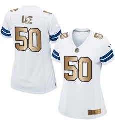 Womens Nike Dallas Cowboys 50 Sean Lee Elite WhiteGold NFL Jersey