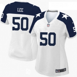Womens Nike Dallas Cowboys 50 Sean Lee Limited White Throwback Alternate NFL Jersey