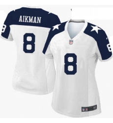 Womens Nike Dallas Cowboys 8 Troy Aikman Game White Throwback Alternate NFL Jersey