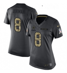 Womens Nike Dallas Cowboys 8 Troy Aikman Limited Black 2016 Salute to Service NFL Jersey
