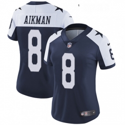 Womens Nike Dallas Cowboys 8 Troy Aikman Navy Blue Throwback Alternate Vapor Untouchable Limited Player NFL Jersey