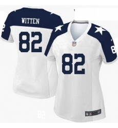 Womens Nike Dallas Cowboys 82 Jason Witten Elite White Throwback Alternate NFL Jersey
