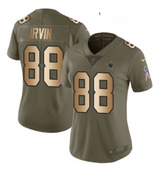 Womens Nike Dallas Cowboys 88 Michael Irvin Limited OliveGold 2017 Salute to Service NFL Jersey