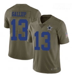 Cowboys #13 Michael Gallup Olive Youth Stitched Football Limited 2017 Salute to Service Jersey