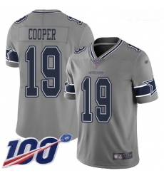 Cowboys #19 Amari Cooper Gray Youth Stitched Football Limited Inverted Legend 100th Season Jersey