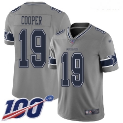 Cowboys #19 Amari Cooper Gray Youth Stitched Football Limited Inverted Legend 100th Season Jersey