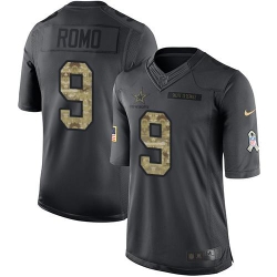 Nike Cowboys #9 Tony Romo Black Youth Stitched NFL Limited 2016 Salute to Service Jersey