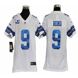 Nike Cowboys #9 Tony Romo White With C Patch Youth Stitched NFL Elite Jersey