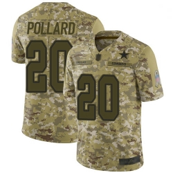 Youth Cowboys 20 Tony Pollard Camo Stitched Football Limited 2018 Salute to Service Jersey