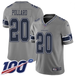 Youth Cowboys 20 Tony Pollard Gray Stitched Football Limited Inverted Legend 100th Season Jersey