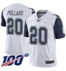 Youth Cowboys 20 Tony Pollard White Stitched Football Limited Rush 100th Season Jersey
