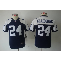 Youth Dallas Cowboys #24 Morris Claiborne Blue Limited Throwback NFL Jerseys