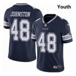 Youth Dallas Cowboys 48 Daryl Johnston Nike Vapor Navy Blue Limited Jersey 