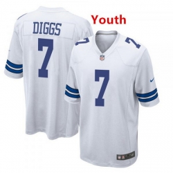 Youth Dallas Cowboys 7 Trevon Diggs  White Jersey 
