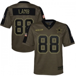 Youth Dallas Cowboys CeeDee Lamb Nike Olive 2021 Salute To Service Game Jersey