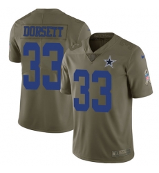 Youth Nike Cowboys #33 Tony Dorsett Olive Stitched NFL Limited 2017 Salute to Service Jersey