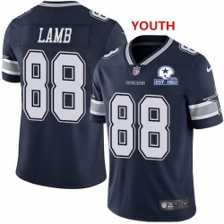 Youth Nike Cowboys 88 CeeDee Lamb Navy Blue Team Color With Established In 1960 Patch NFL Vapor Untouchable Limited Jersey