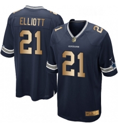 Youth Nike Dallas Cowboys 21 Ezekiel Elliott Elite NavyGold Team Color NFL Jersey