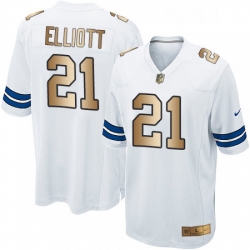 Youth Nike Dallas Cowboys 21 Ezekiel Elliott Elite WhiteGold NFL Jersey