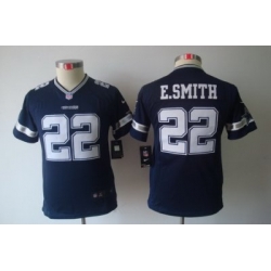 Youth Nike Dallas Cowboys 22# E.SMITH Blue Color Limited Jerseys