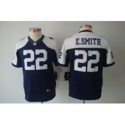 Youth Nike Dallas Cowboys 22# E.SMITH Blue Limited Throwback NFL Jerseys