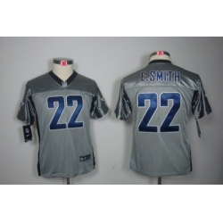 Youth Nike Dallas Cowboys 22# E.SMITH Grey Color[Youth Shadow Elite Jerseys]