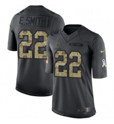 Youth Nike Dallas Cowboys 22 Emmitt Smith Limited Black 2016 Salute to Service NFL Jersey