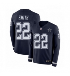 Youth Nike Dallas Cowboys 22 Emmitt Smith Limited Navy Blue Therma Long Sleeve NFL Jersey