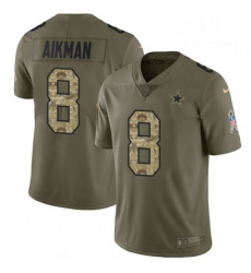 Youth Nike Dallas Cowboys 8 Troy Aikman Limited OliveCamo 2017 Salute to Service NFL Jersey