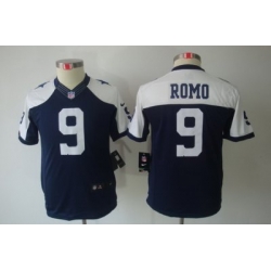 Youth Nike Dallas Cowboys #9 Romo Blue Limited Throwback NFL Jerseys
