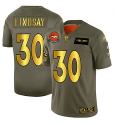 Broncos 30 Phillip Lindsay Camo Gold Men Stitched Football Limited 2019 Salute To Service Jersey