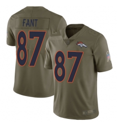 Broncos 87 Noah Fant Olive Men Stitched Football Limited 2017 Salute To Service Jersey