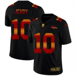 Denver Broncos 10 Jerry Jeudy Men Black Nike Red Orange Stripe Vapor Limited NFL Jersey