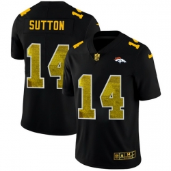 Denver Broncos 14 Courtland Sutton Men Black Nike Golden Sequin Vapor Limited NFL Jersey
