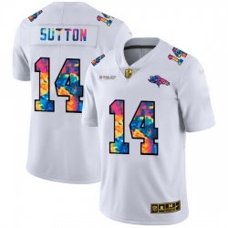 Denver Broncos 14 Courtland Sutton Men White Nike Multi Color 2020 NFL Crucial Catch Limited NFL Jersey