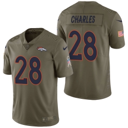 Denver Broncos #28 Jamaal Charles Olive 2017 Salute to Service Limited Jersey