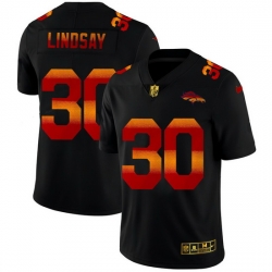 Denver Broncos 30 Phillip Lindsay Men Black Nike Red Orange Stripe Vapor Limited NFL Jersey