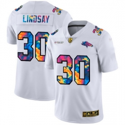 Denver Broncos 30 Phillip Lindsay Men White Nike Multi Color 2020 NFL Crucial Catch Limited NFL Jersey