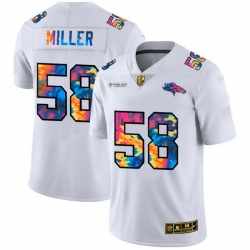 Denver Broncos 58 Von Miller Men White Nike Multi Color 2020 NFL Crucial Catch Limited NFL Jersey