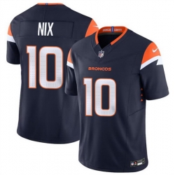 Men Denver Broncos 10 Bo Nix Navy 2024 Draft F U S E  Alternate Vapor Limited Stitched Football Jersey