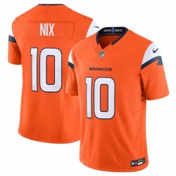 Men Denver Broncos 10 Bo Nix Orange 2024 Draft F U S E  Vapor Limited Stitched Football Jersey