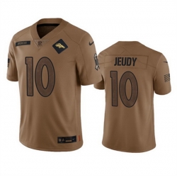 Men Denver Broncos 10 Jerry Jeudy 2023 Brown Salute To Service Limited Stitched Football Jersey