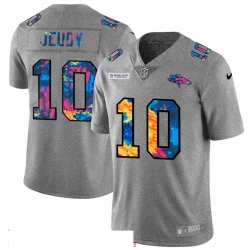 Men Denver Broncos 10 Jerry Jeudy Men Nike Multi Color 2020 NFL Crucial Catch NFL Jersey Greyheather